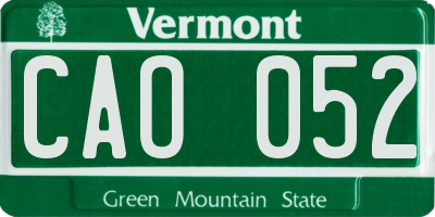 VT license plate CAO052