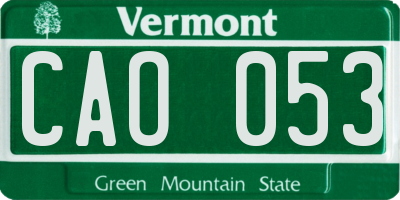 VT license plate CAO053