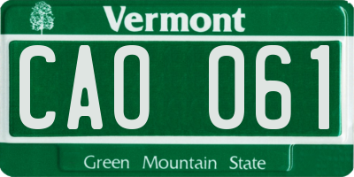 VT license plate CAO061