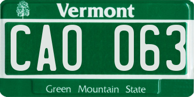 VT license plate CAO063