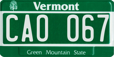 VT license plate CAO067