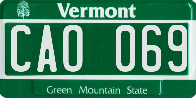 VT license plate CAO069