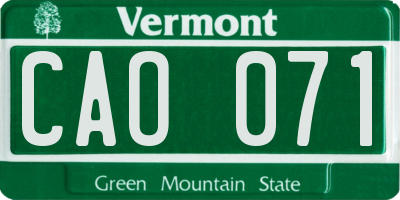 VT license plate CAO071