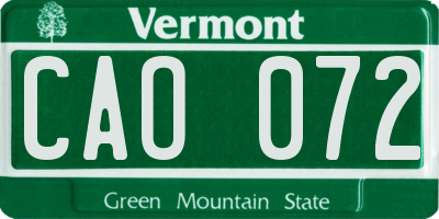 VT license plate CAO072