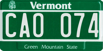 VT license plate CAO074