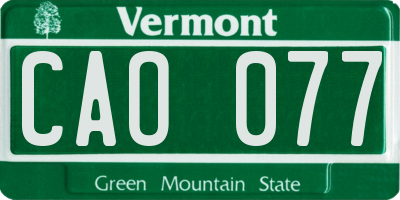 VT license plate CAO077