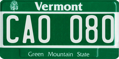 VT license plate CAO080