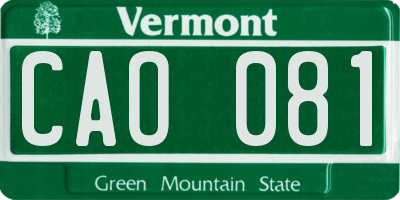 VT license plate CAO081
