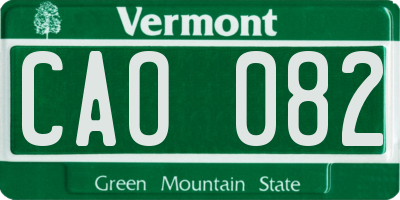 VT license plate CAO082