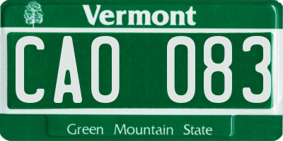 VT license plate CAO083