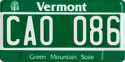 VT license plate CAO086