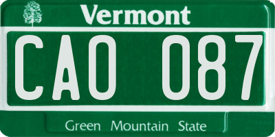 VT license plate CAO087