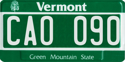 VT license plate CAO090