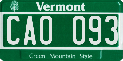 VT license plate CAO093