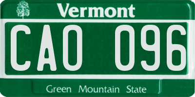 VT license plate CAO096