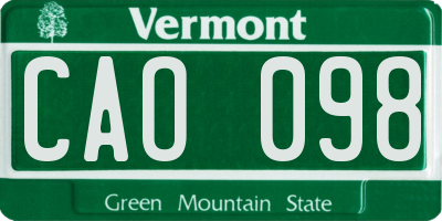 VT license plate CAO098