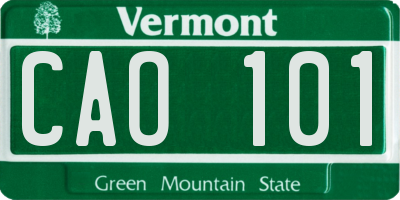 VT license plate CAO101