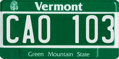 VT license plate CAO103