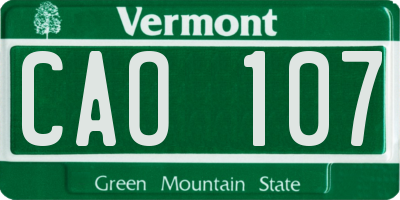 VT license plate CAO107