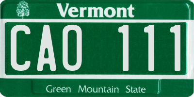 VT license plate CAO111
