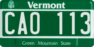 VT license plate CAO113