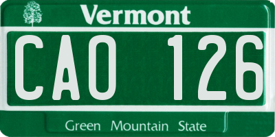 VT license plate CAO126