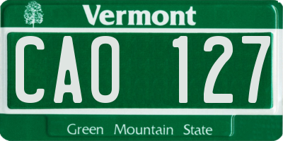 VT license plate CAO127