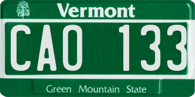 VT license plate CAO133