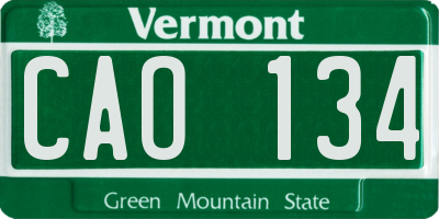 VT license plate CAO134