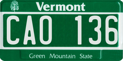 VT license plate CAO136