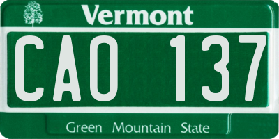 VT license plate CAO137