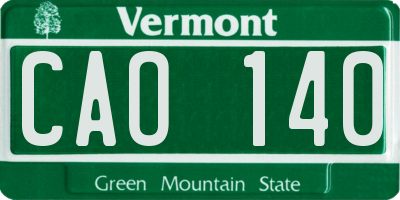 VT license plate CAO140
