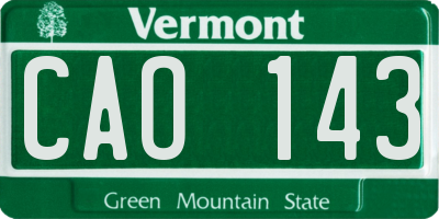 VT license plate CAO143