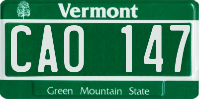 VT license plate CAO147