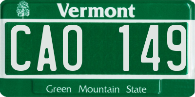 VT license plate CAO149