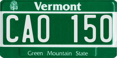 VT license plate CAO150