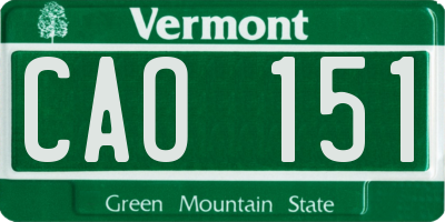 VT license plate CAO151