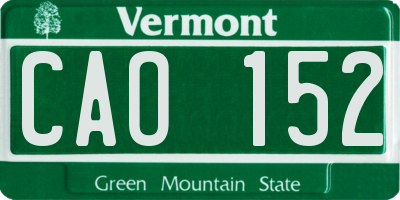 VT license plate CAO152