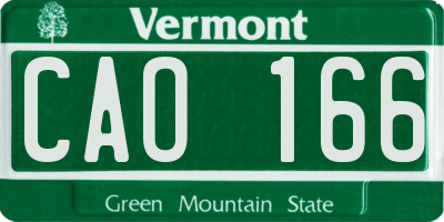 VT license plate CAO166