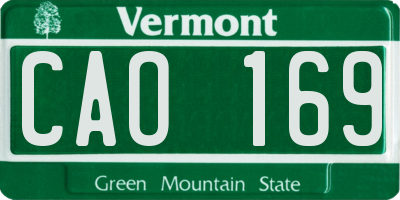 VT license plate CAO169