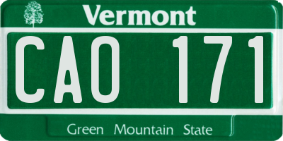 VT license plate CAO171