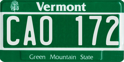 VT license plate CAO172