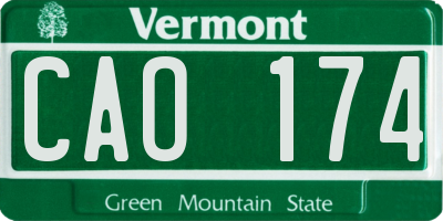 VT license plate CAO174