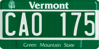 VT license plate CAO175