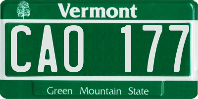 VT license plate CAO177