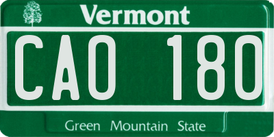 VT license plate CAO180