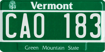 VT license plate CAO183