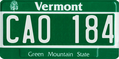 VT license plate CAO184