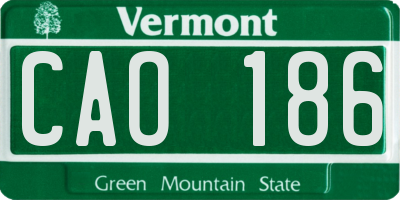 VT license plate CAO186