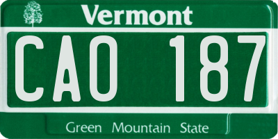 VT license plate CAO187